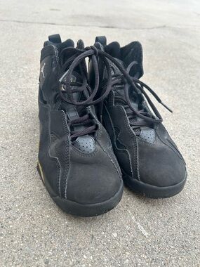 JORDAN Kids Black High-Top Sneakers with Gold Accents